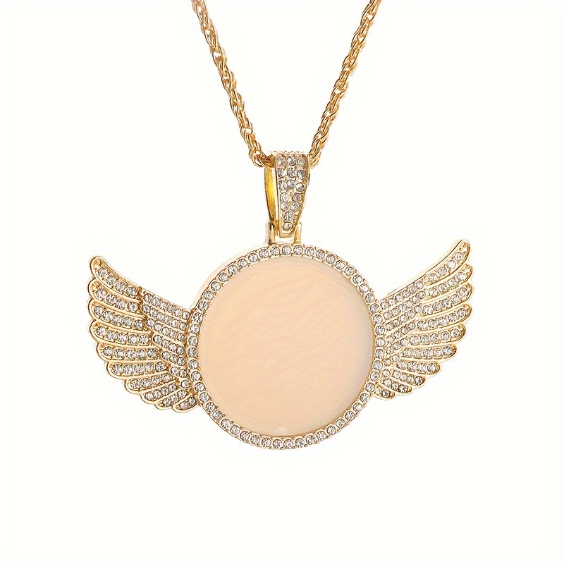 Men's & Women's Angel Wings Circular Medal Pendant Necklace